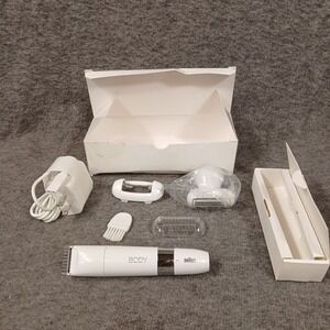 Braun Body Mini Trimmer BS1000 Unisex White Electric Shaver with Attachments